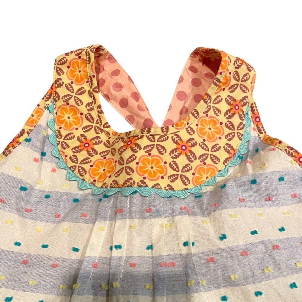 MATILDA JANE Happy & Free Dotted Sky Dress SZ 6 Blue Stripe Swiss Dot Artsy Boho - Picture 4 of 11